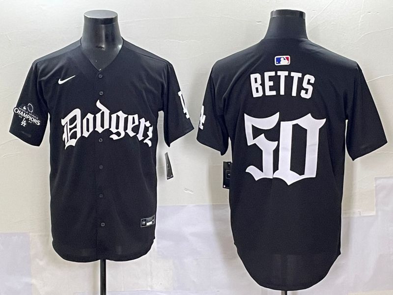 Men 2025 Los Angeles Dodgers #50 Betts Black Seventh generation Joint Name Nike MLB Jersey style 15->los angeles dodgers->MLB Jersey